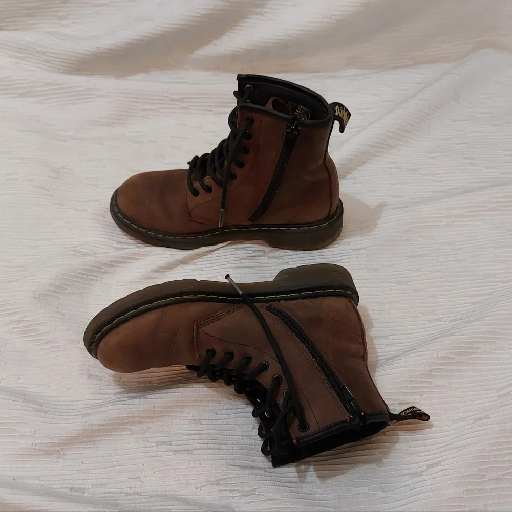 Dr. Martens Brown Kids Lace-Up Combat Boots Size 2